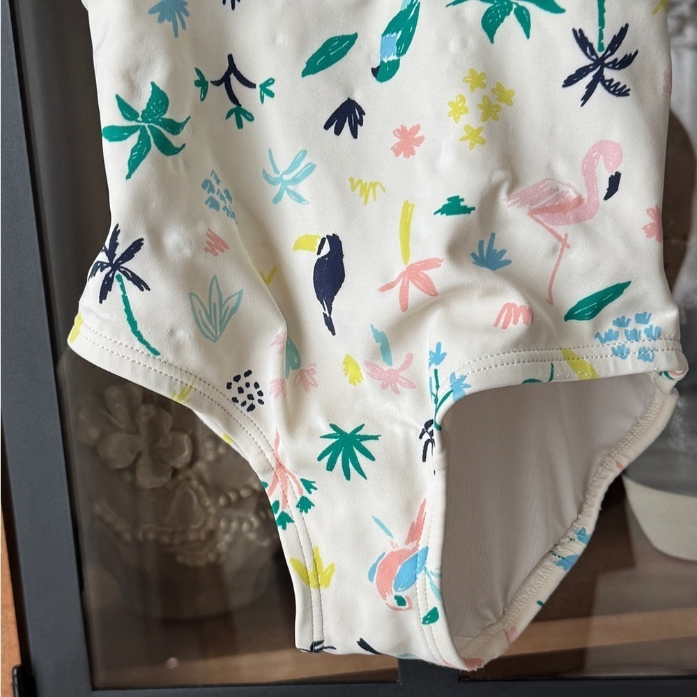 Hanna Andersson one piece swimsuit scru colorful print ruffles criss cross girls - Picture 5 of 7
